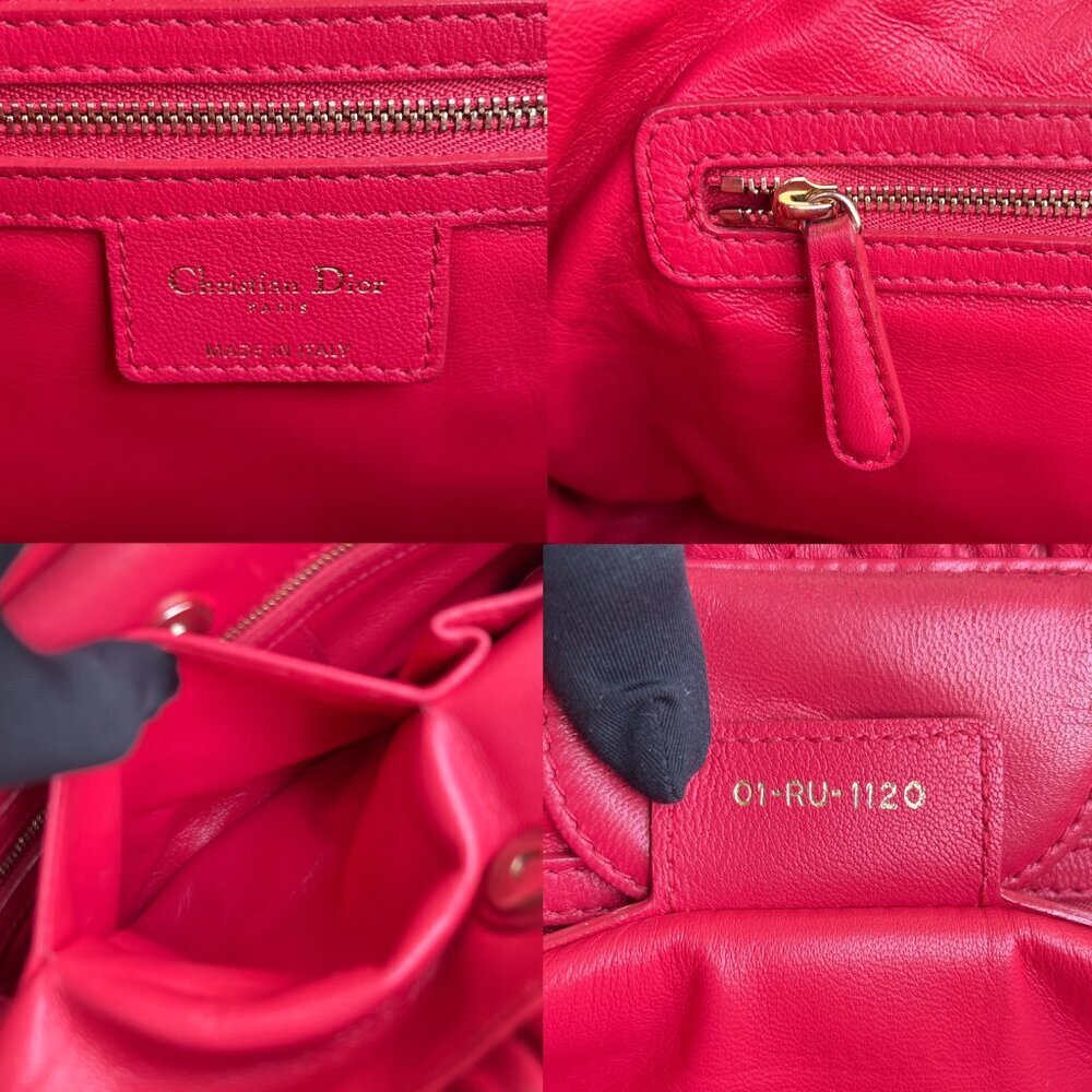 Authentic Christian Dior Red Delices Gaufre Cannage Soft Leather Quilted Bag - Picture 11 of 16